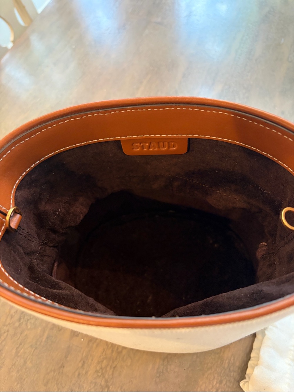 STAUD Bissett Leather-Trimmed Canvas Bucket Bag - Picture 8 of 9